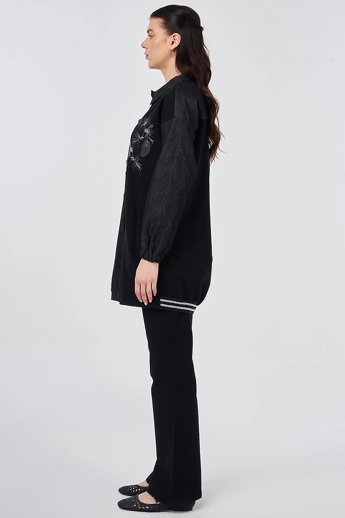 Embroidered Appliqué Jacket Black
