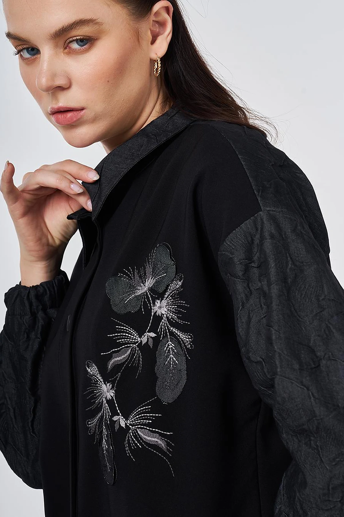 Embroidered Appliqué Jacket Black