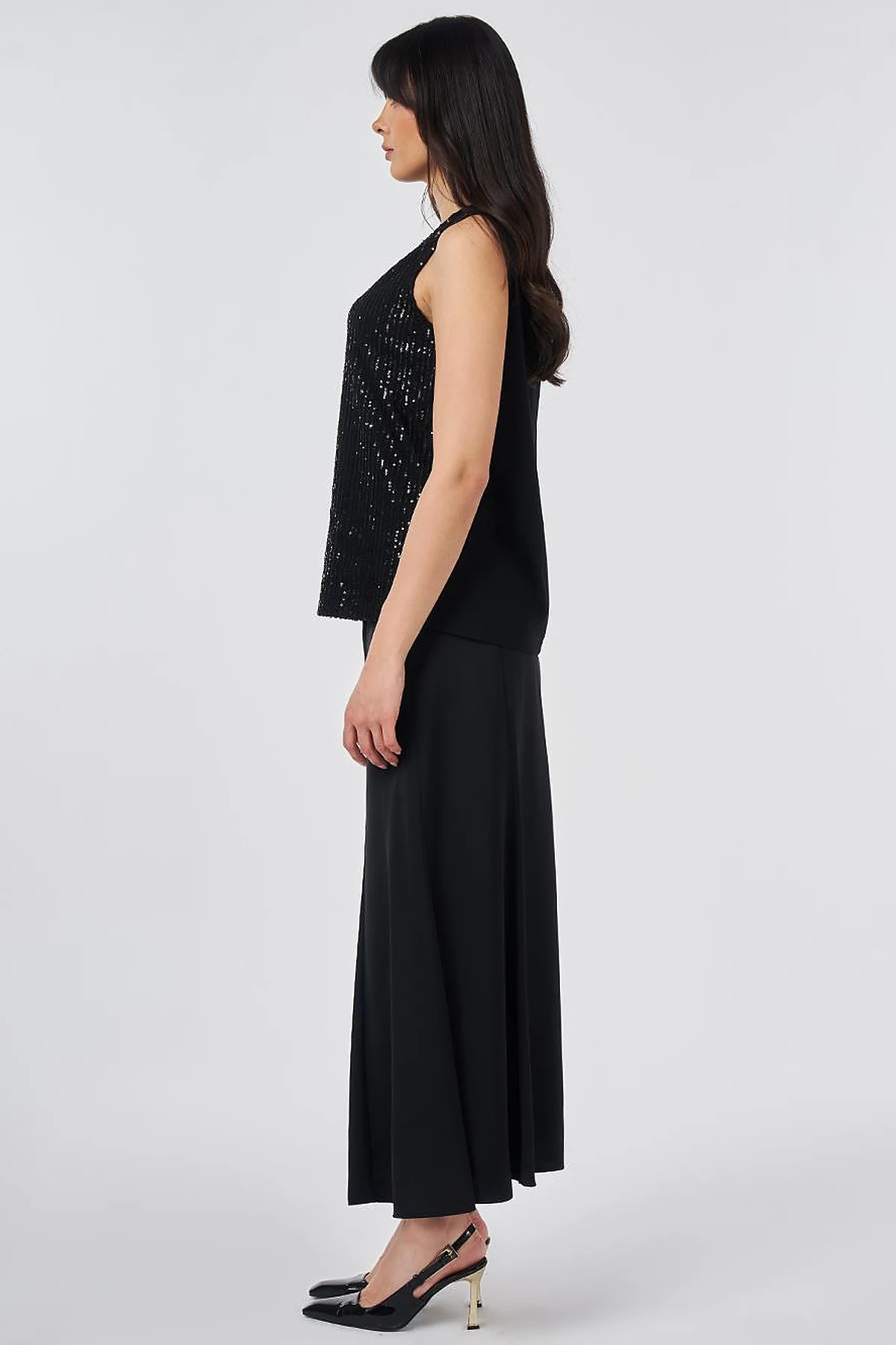 Cream Crew Neck Sequin Blouse Black