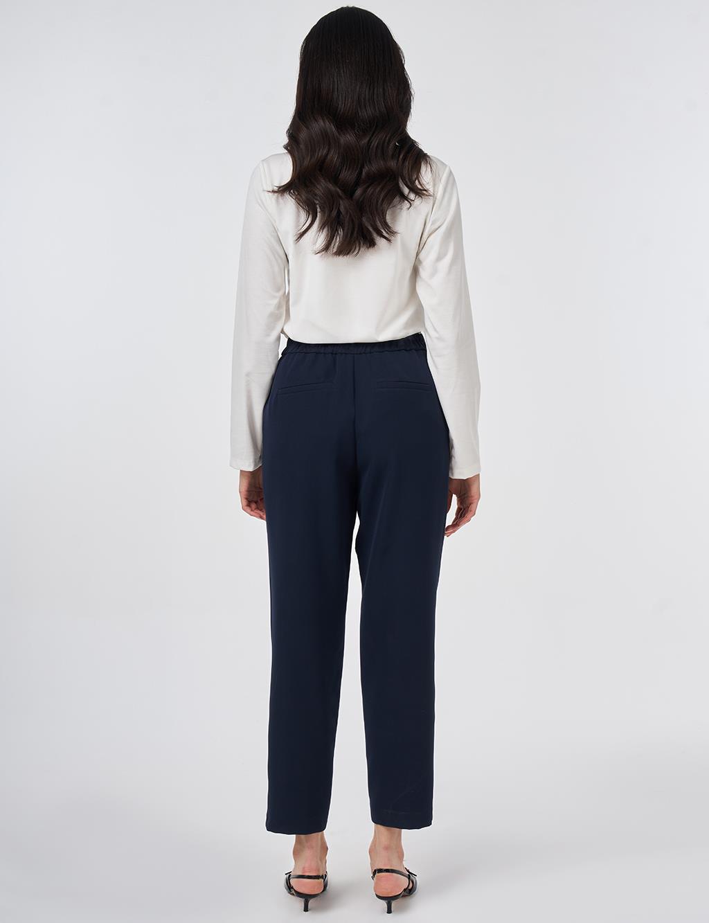 Metal-Detail Tapered Pants Dark Navy 