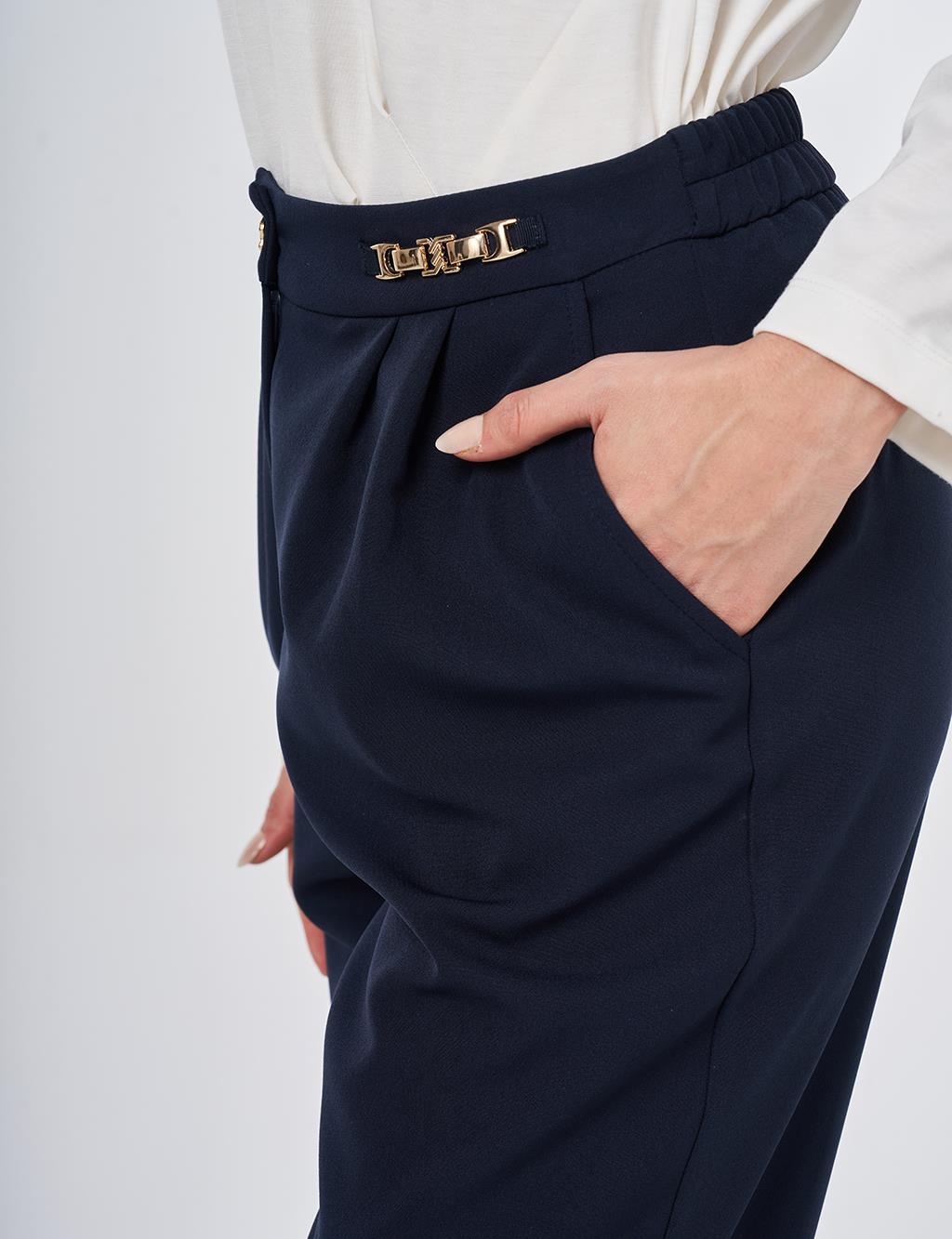 Metal-Detail Tapered Pants Dark Navy 