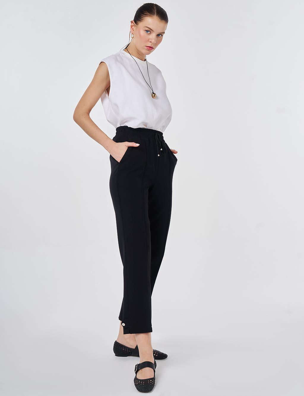 Cutting Stitch Relaxed Fit Trousers Black
