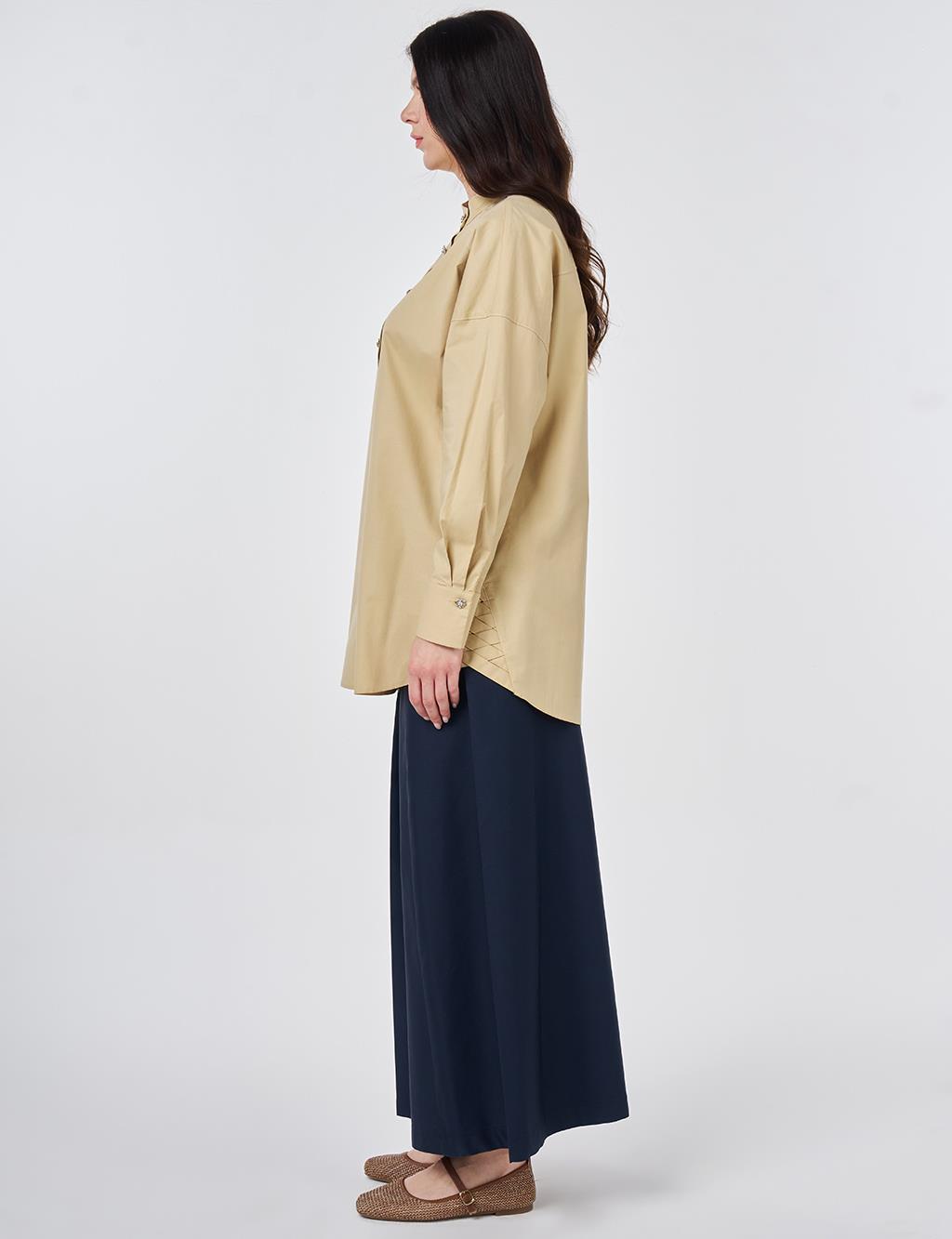 Punto Stitched Cotton Tunic Light Yellow
