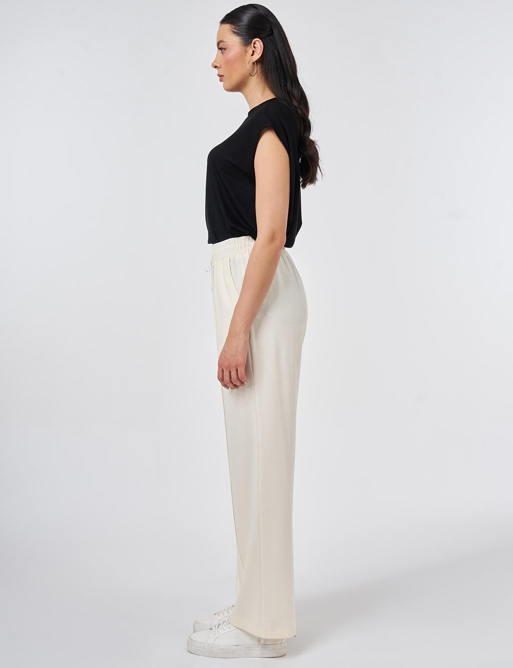 Relaxed Fit Rayon Trousers Ecru
