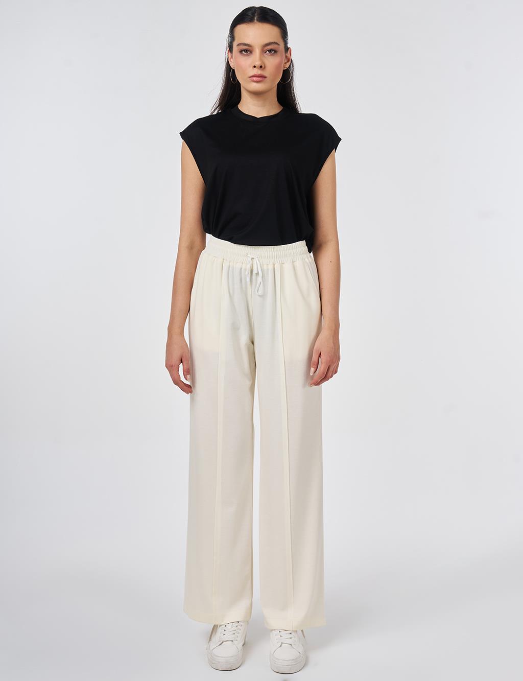 Relaxed Fit Rayon Trousers Ecru