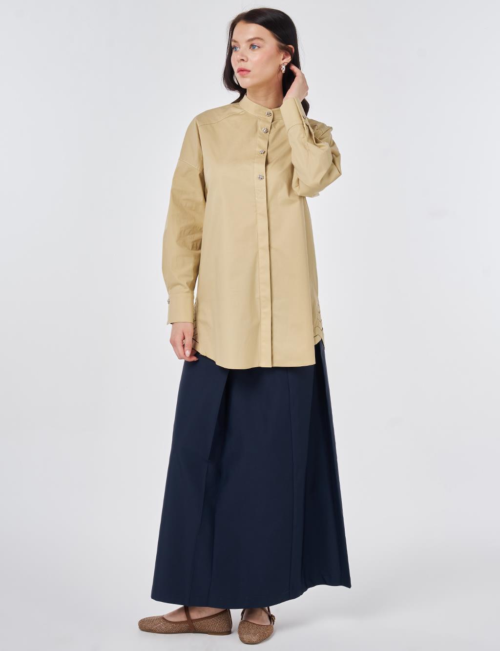 Punto Stitched Cotton Tunic Light Yellow