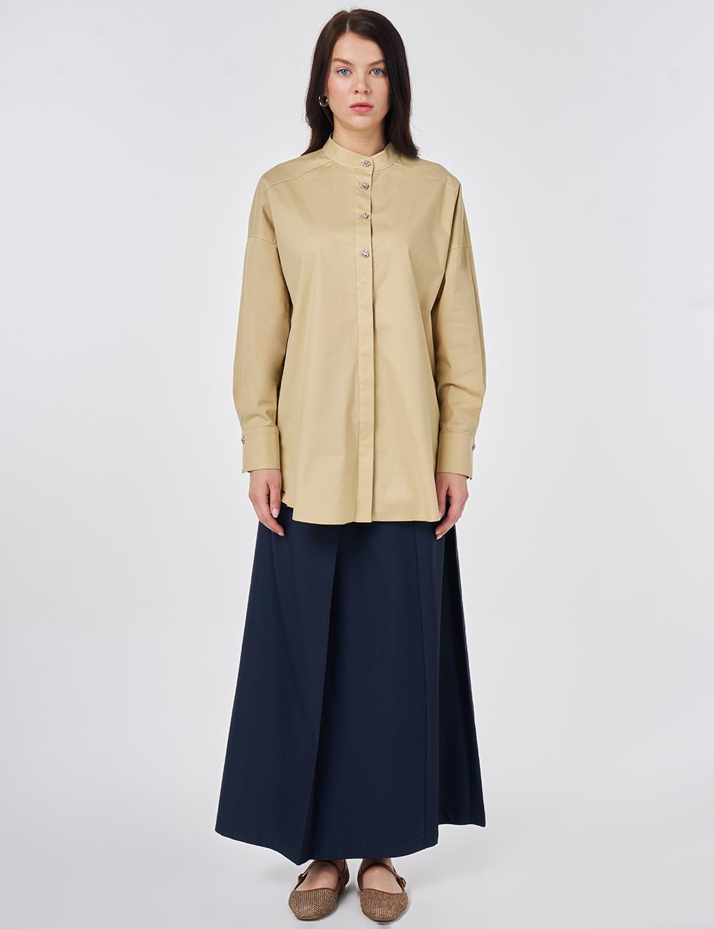 Punto Stitched Cotton Tunic Light Yellow