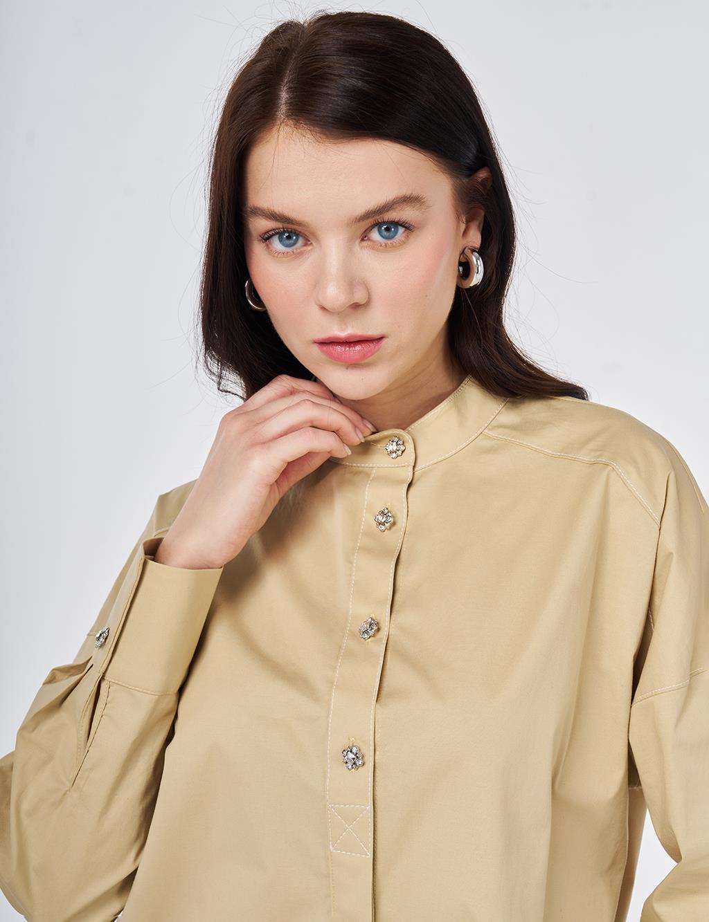 Punto Stitched Cotton Tunic Light Yellow