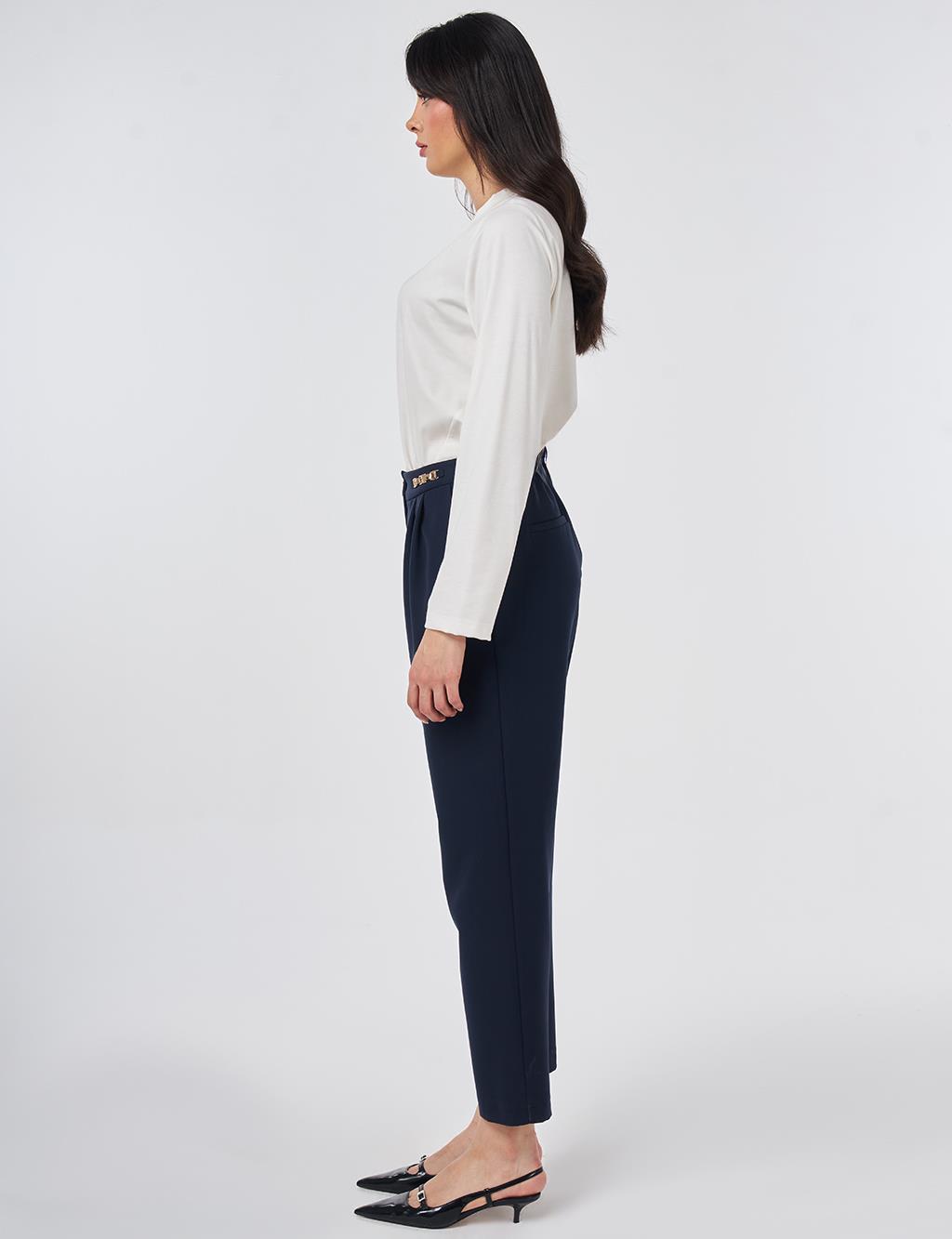 Metal-Detail Tapered Pants Dark Navy 