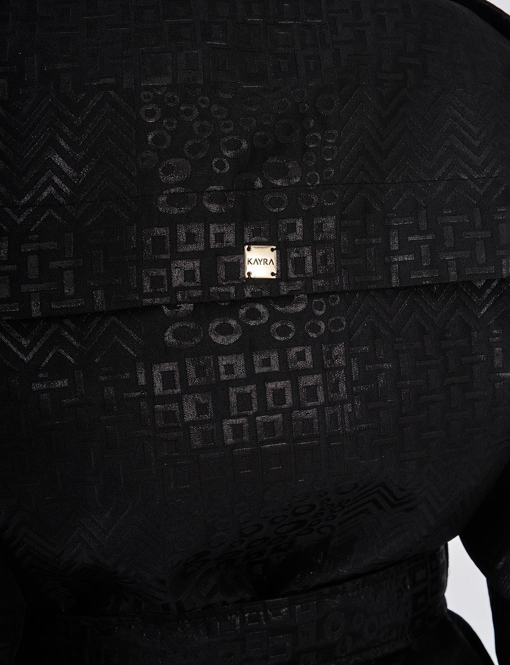 Buckle Detail Jacquard Jacket Black