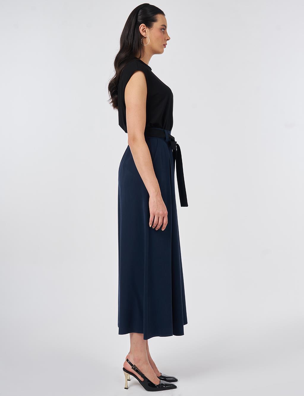 Grograin Tie Skirt Dark Navy