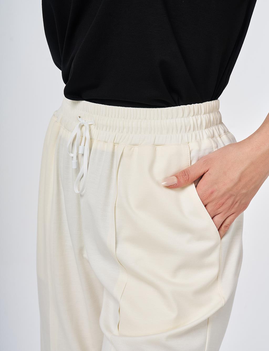 Relaxed Fit Rayon Trousers Ecru