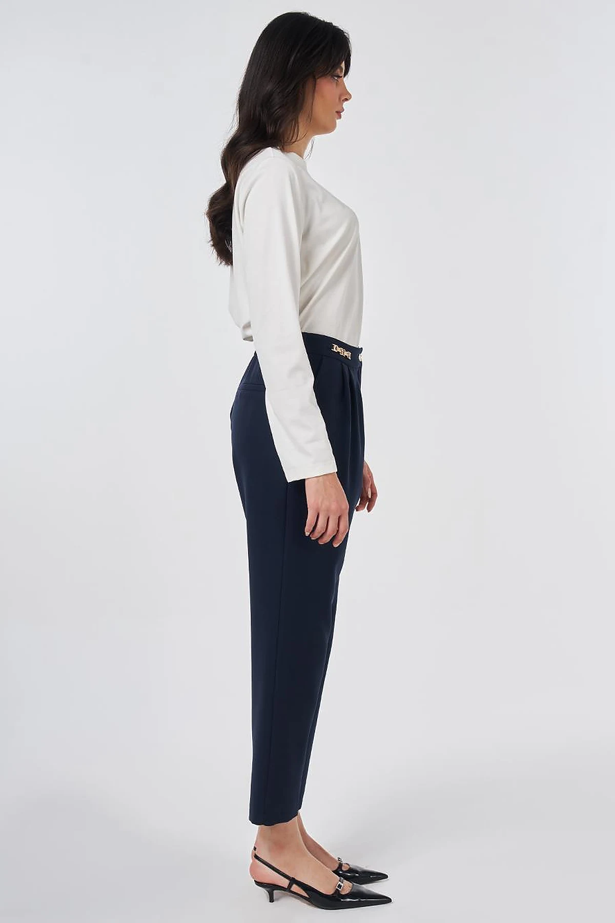 Metal-Detail Tapered Pants Dark Navy 
