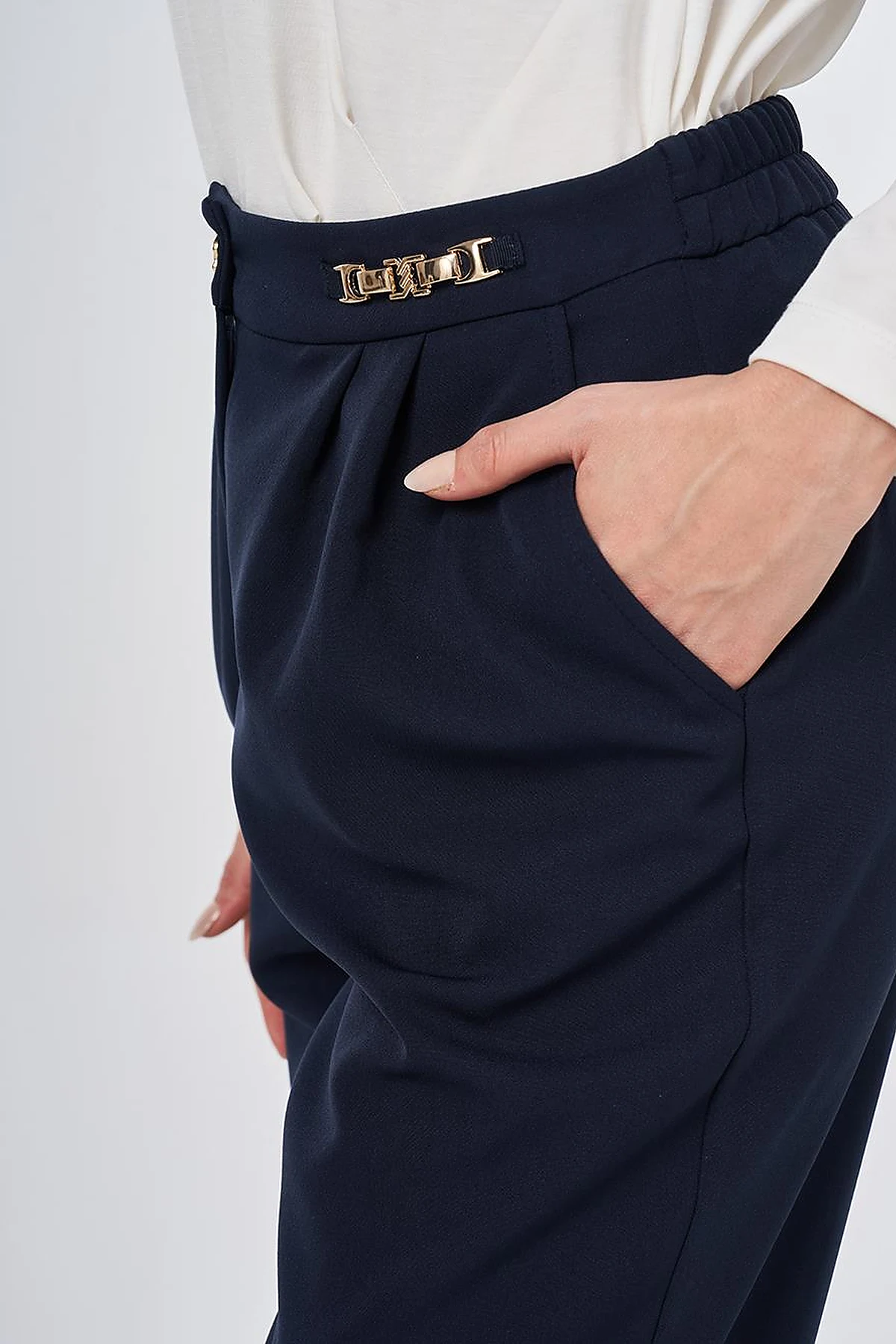 Metal-Detail Tapered Pants Dark Navy 