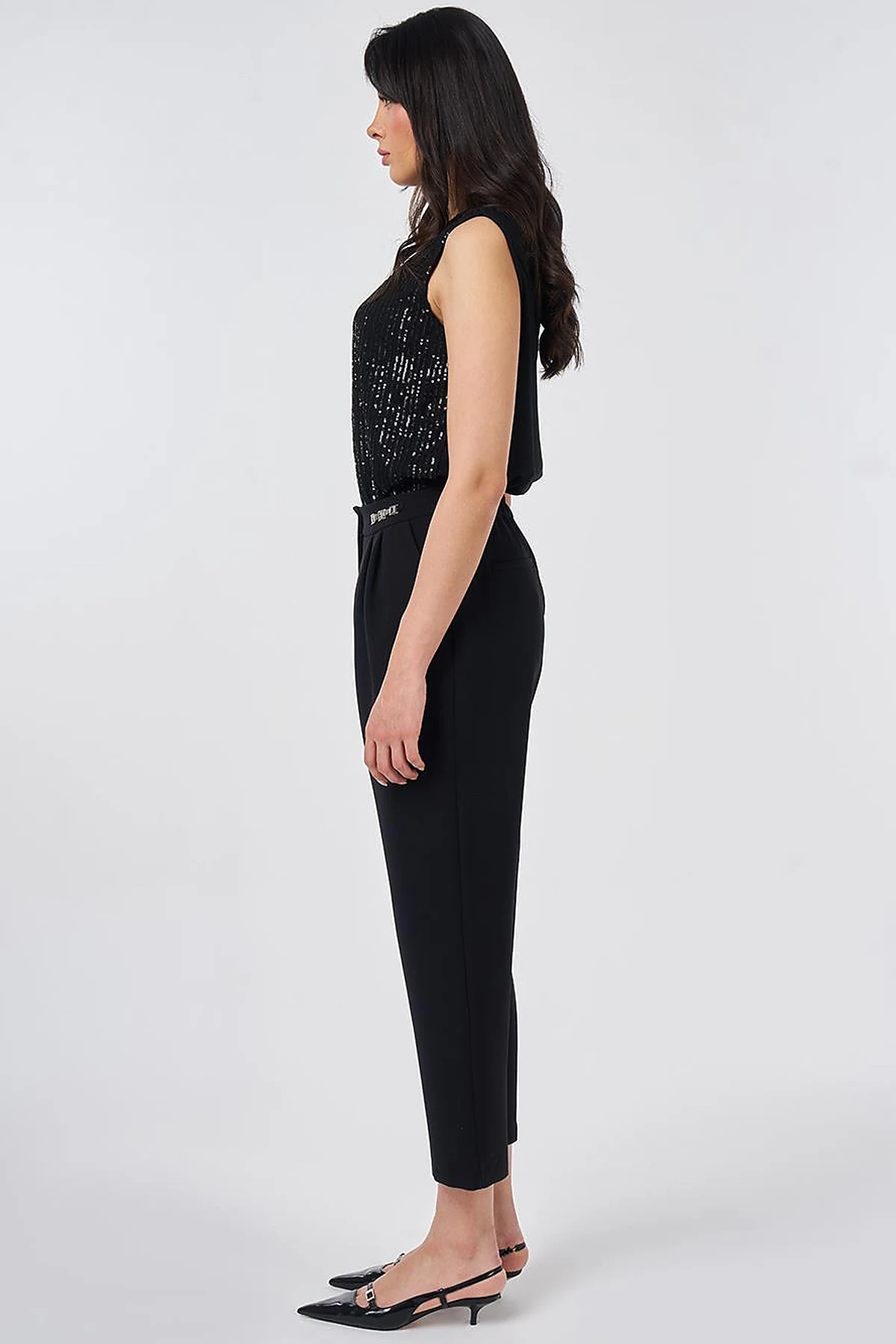 Metal-Detail Tapered Pants Black