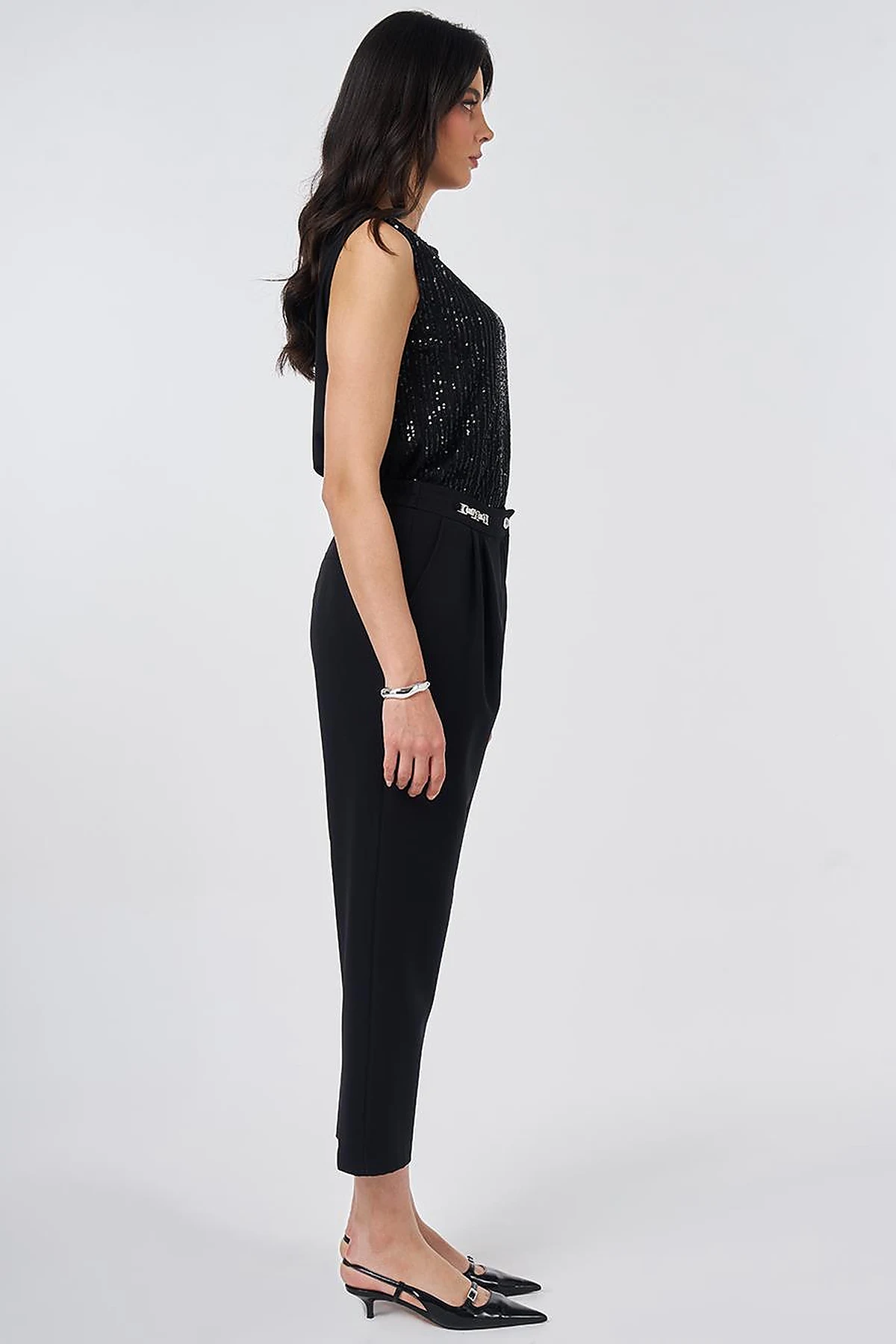 Metal-Detail Tapered Pants Black