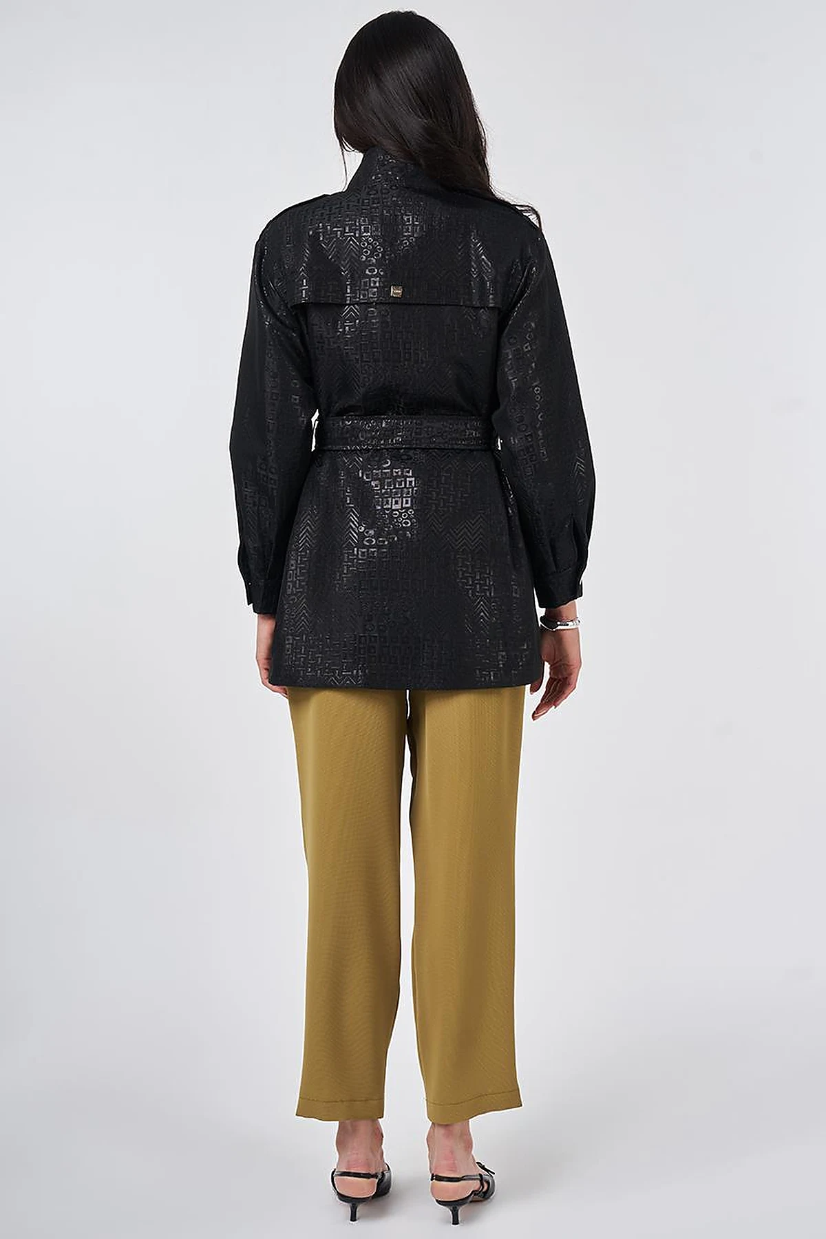 Buckle Detail Jacquard Jacket Black