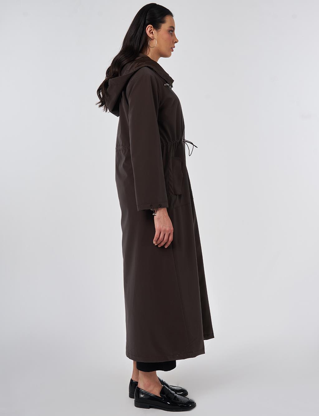 Pouch Pocket Trench Coat Dark Brown