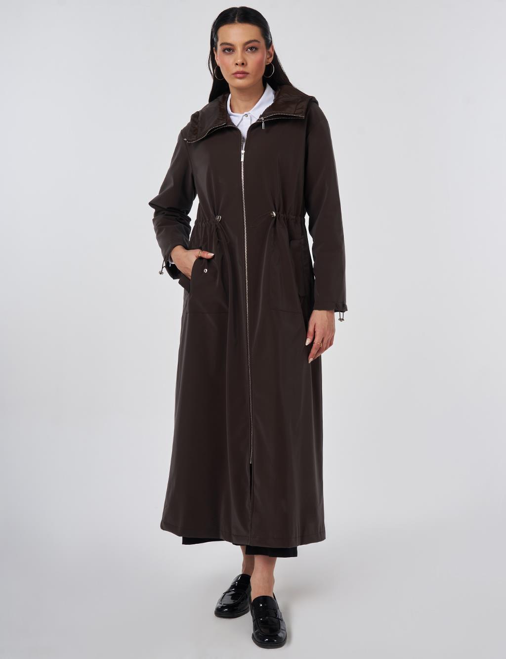 Pouch Pocket Trench Coat Dark Brown