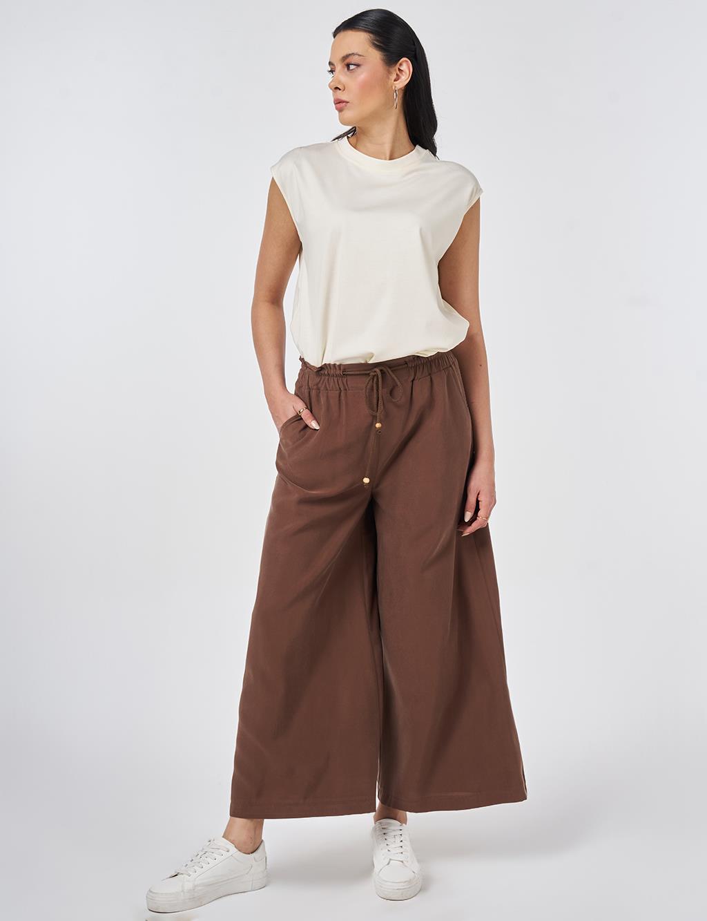 Wide Leg Modal Trousers Chocolate
