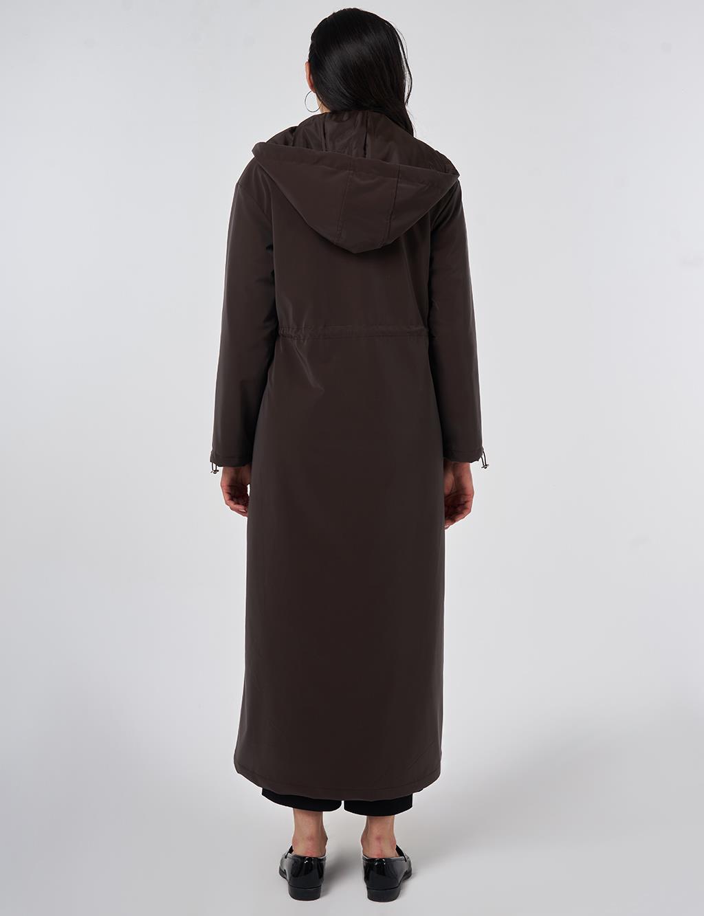 Pouch Pocket Trench Coat Dark Brown