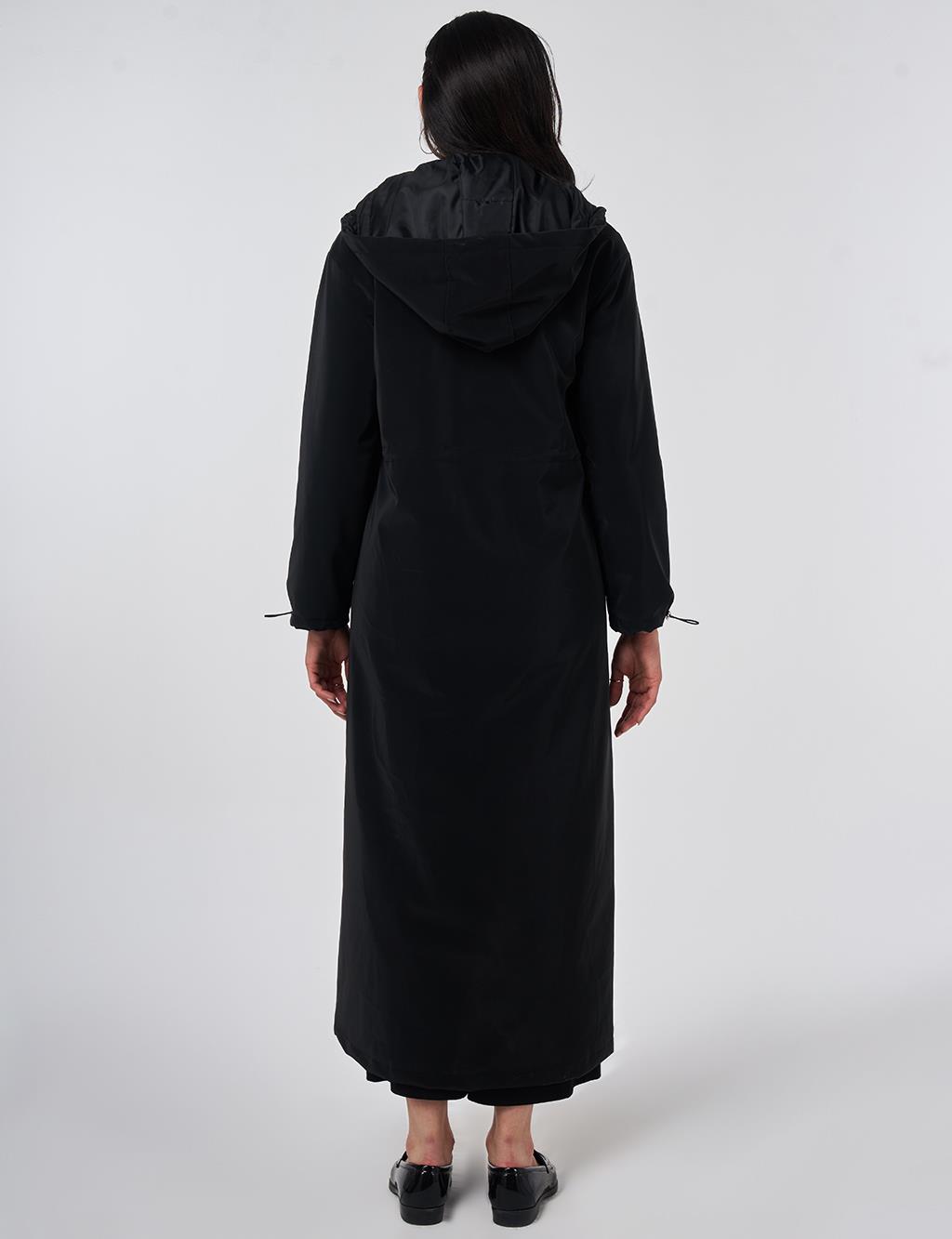 Pouch Pocket Trench Coat Black