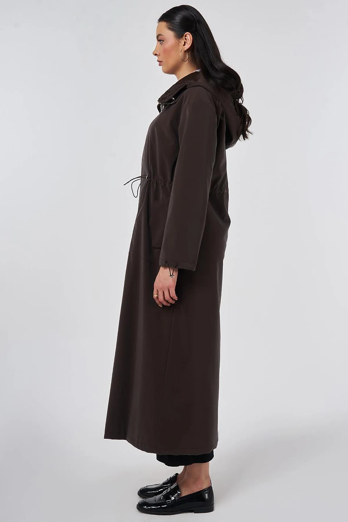 Pouch Pocket Trench Coat Dark Brown