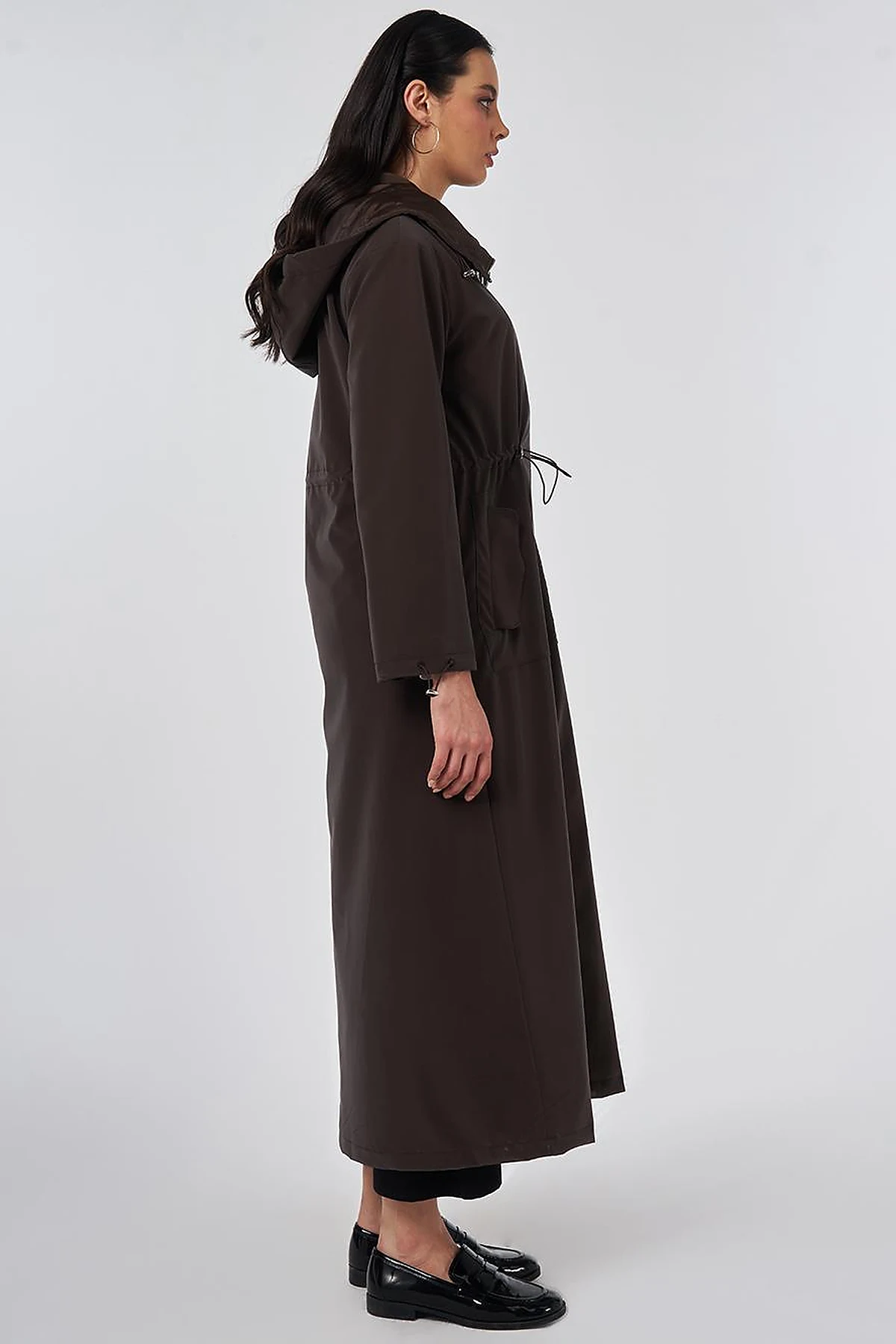 Pouch Pocket Trench Coat Dark Brown