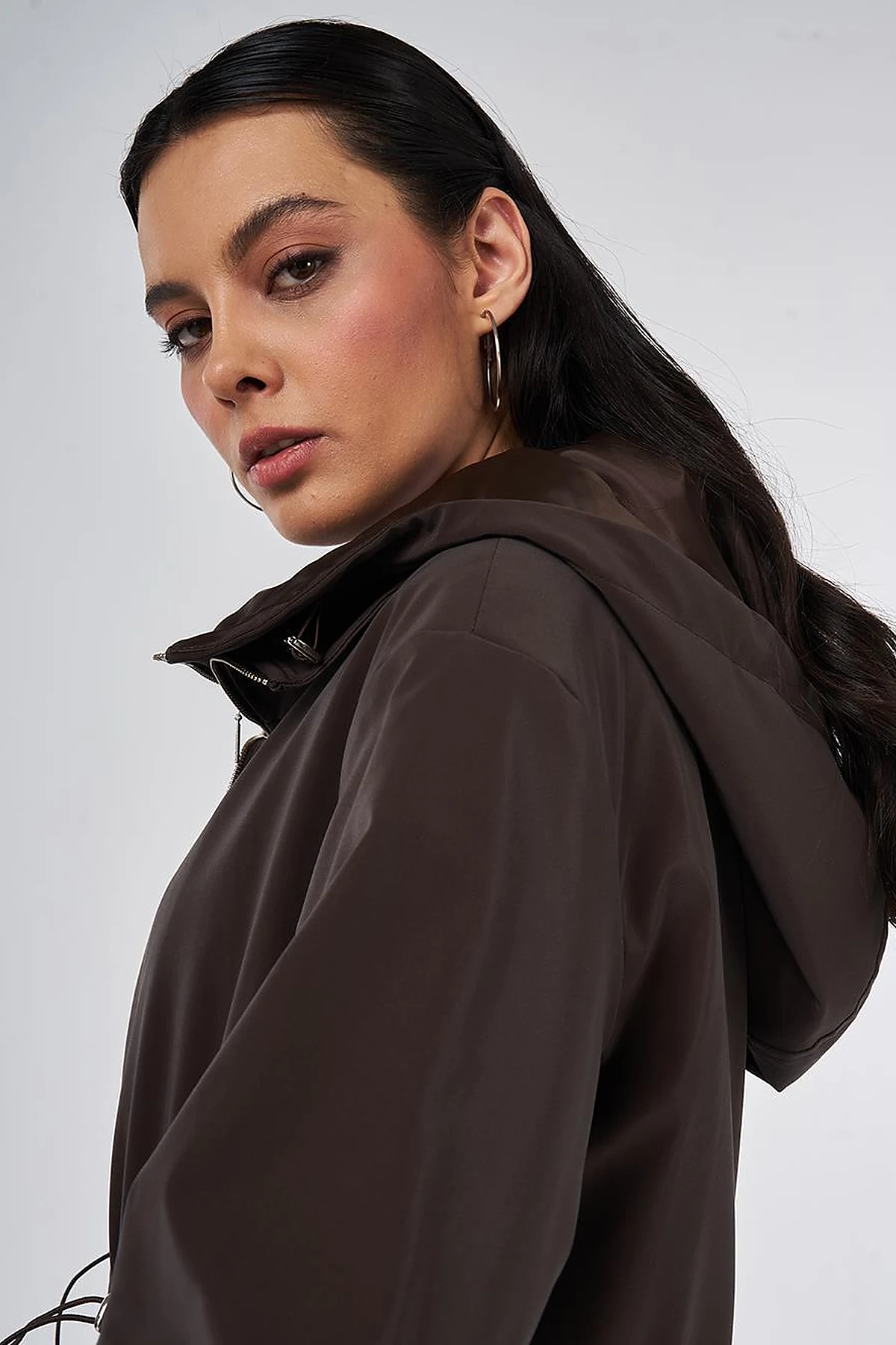 Pouch Pocket Trench Coat Dark Brown