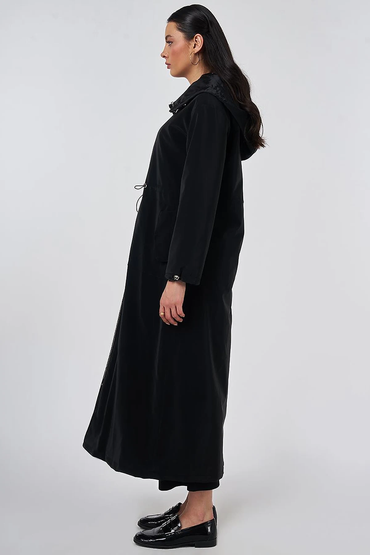Pouch Pocket Trench Coat Black