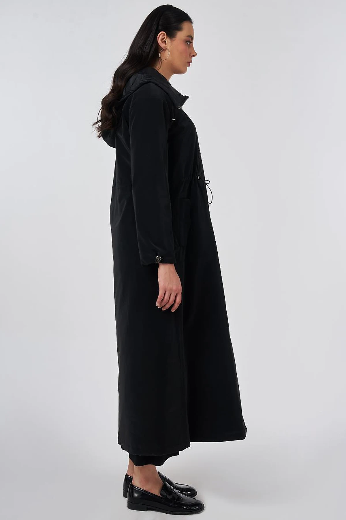 Pouch Pocket Trench Coat Black