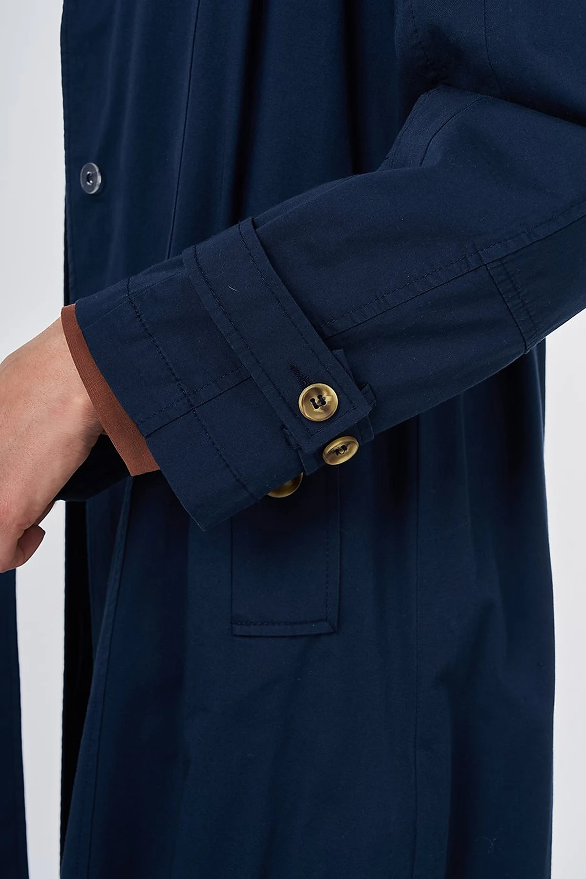 Shirt Collar Belted Trench Coat Dark Navy