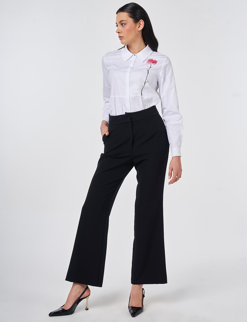 Pleat-Detail Fabric Pants Black