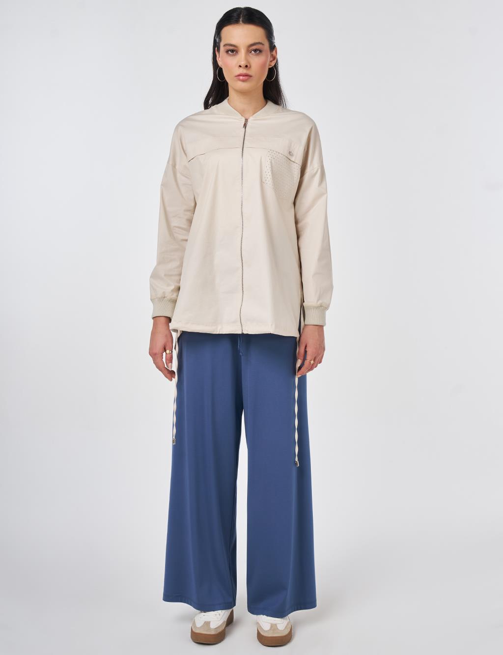 College Collar Cotton Tunic Cream