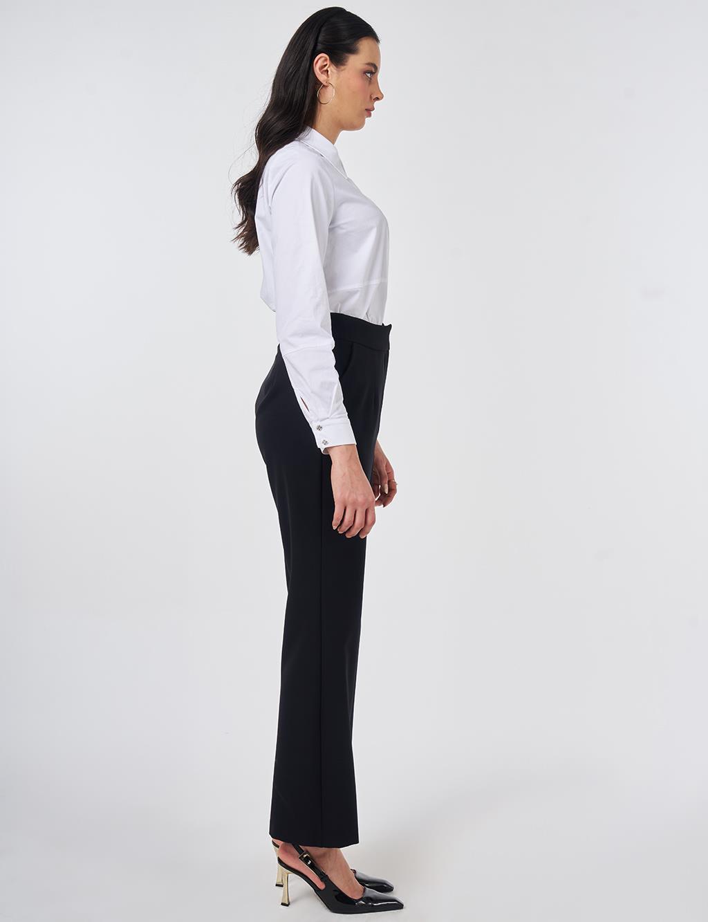 Pleat-Detail Fabric Pants Black