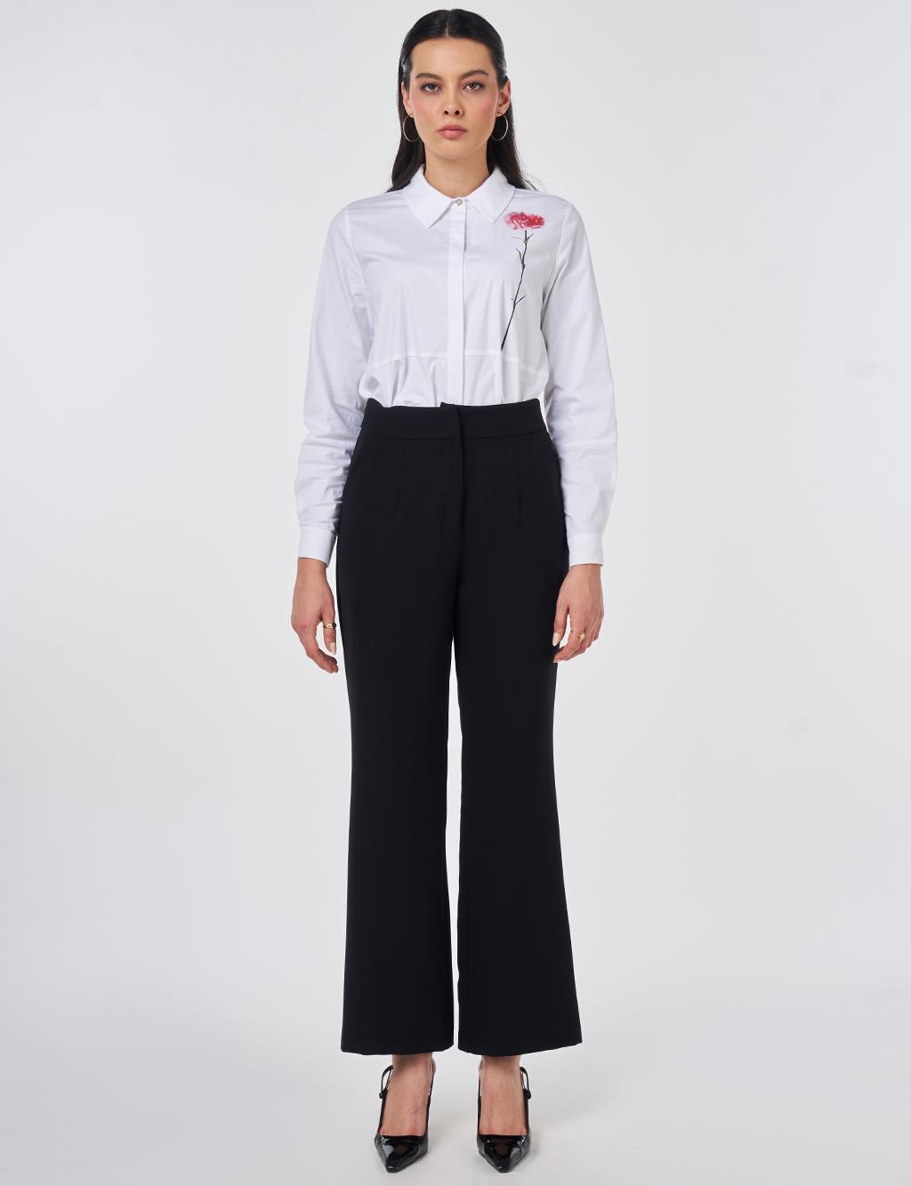 Pleat-Detail Fabric Pants Black