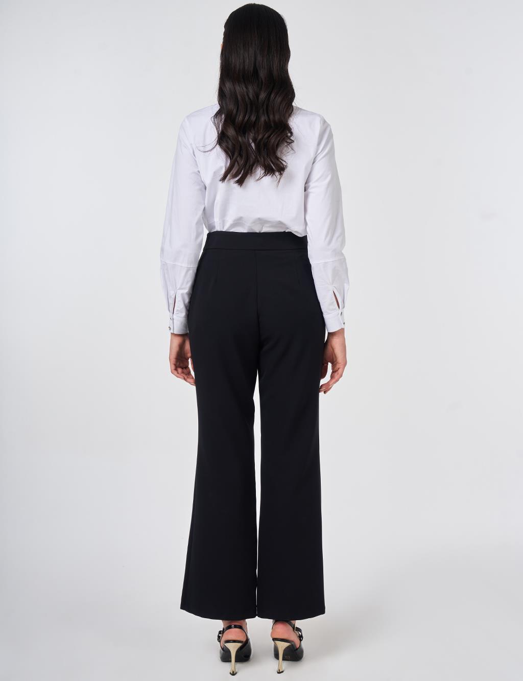 Pleat-Detail Fabric Pants Black