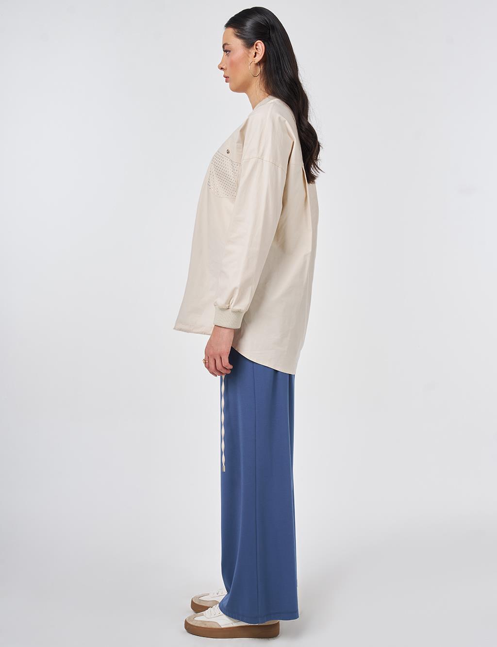 College Collar Cotton Tunic Cream