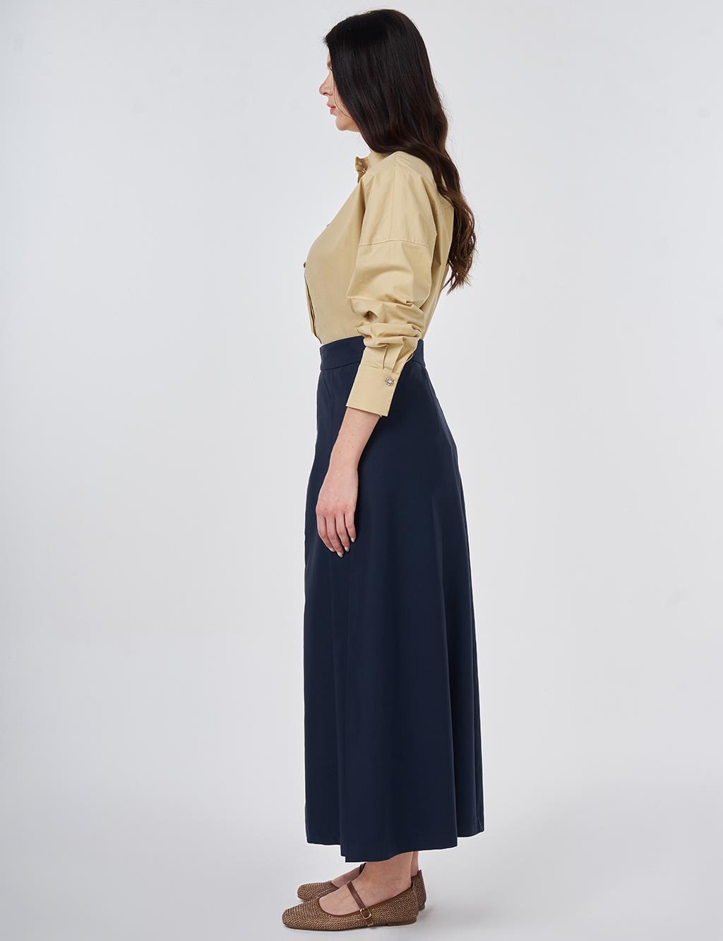 High-Waisted Pleated Skirt Dark Navy