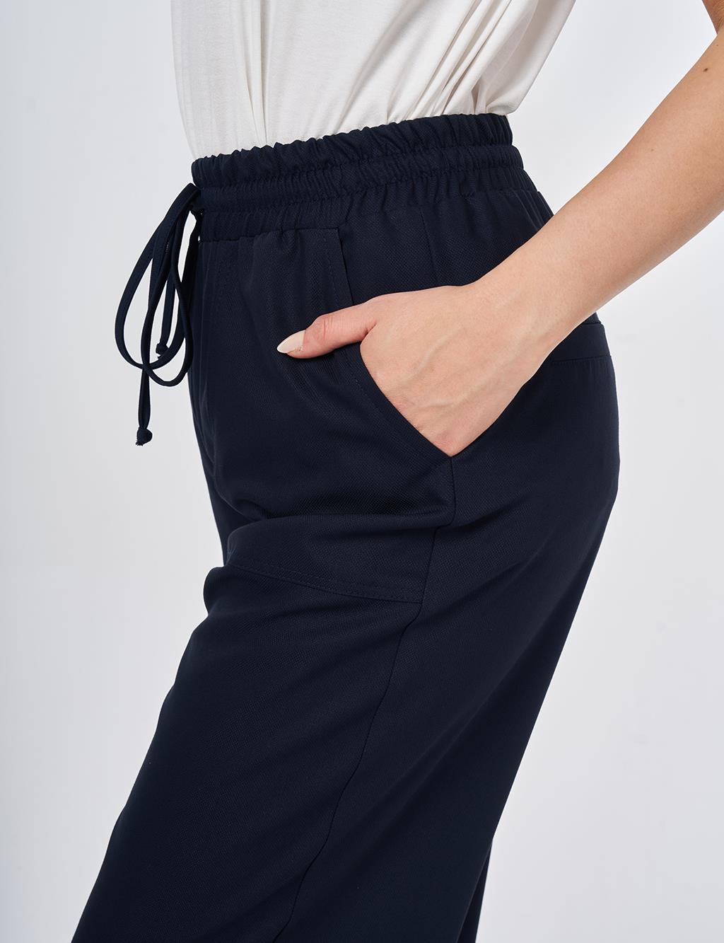 Relaxed Fit Viscose Trousers Dark Navy