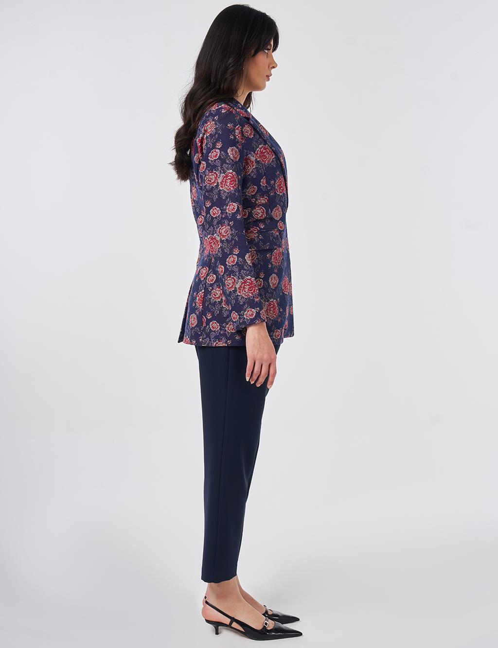 Floral Blazer Jacket Navy