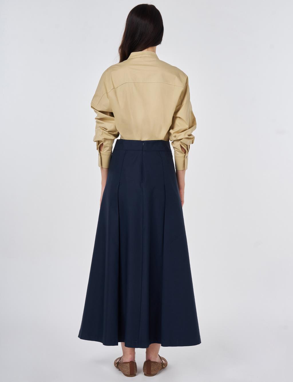 High-Waisted Pleated Skirt Dark Navy