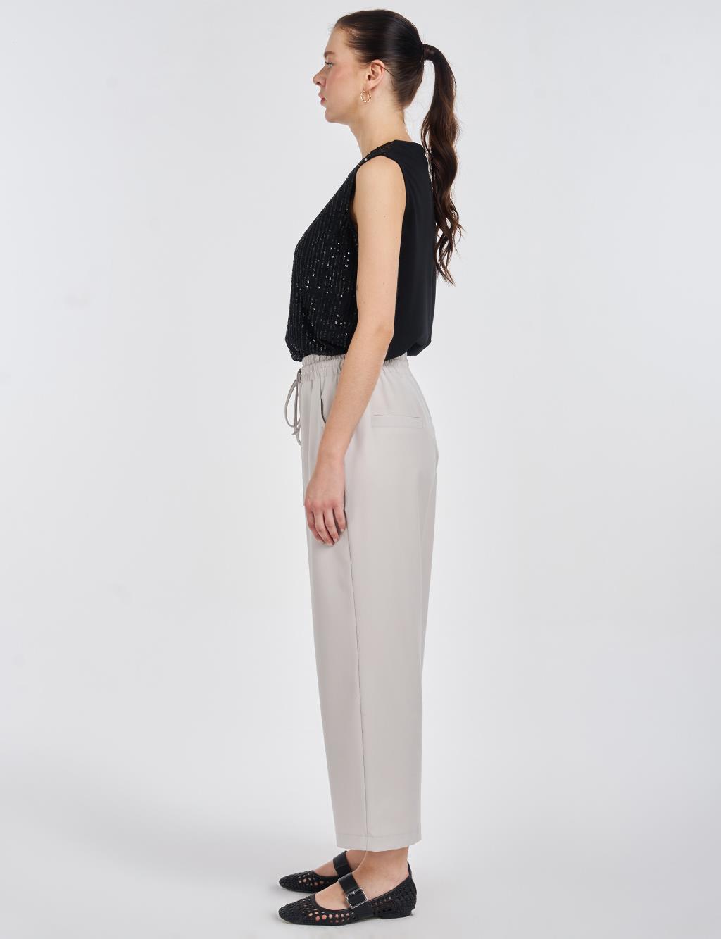 Relaxed Fit Viscose Trousers Gray