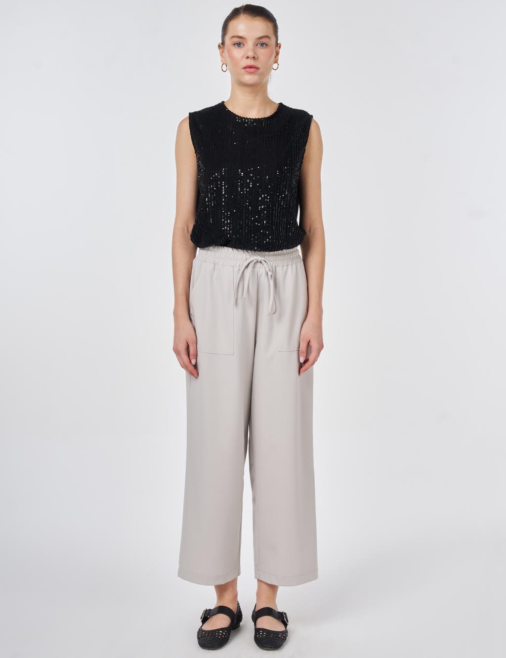 Relaxed Fit Viscose Trousers Gray