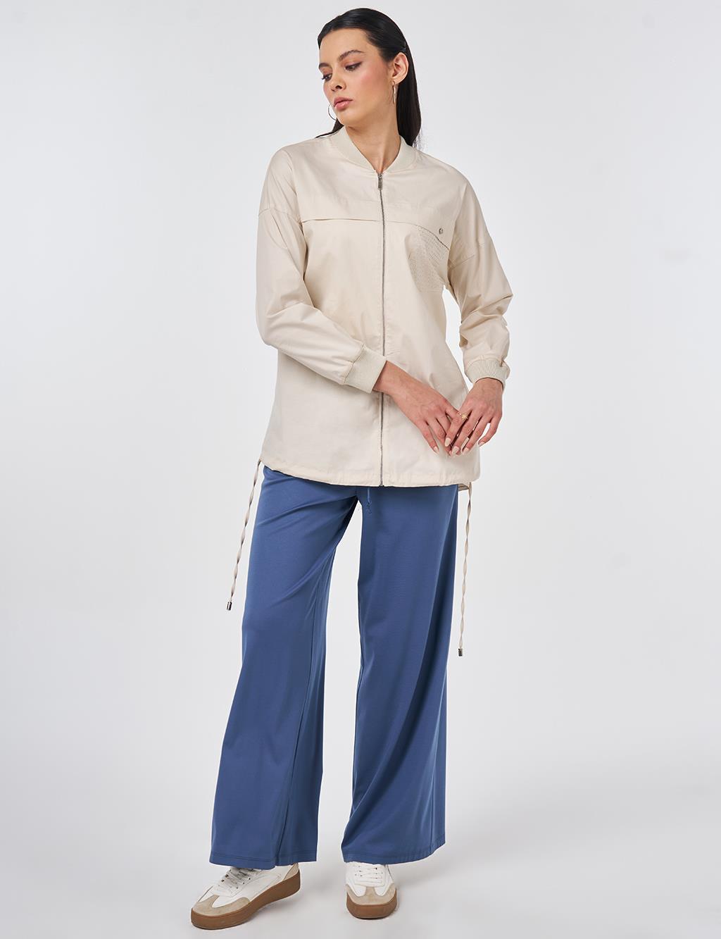 College Collar Cotton Tunic Cream