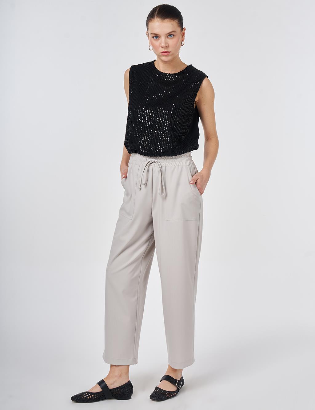 Relaxed Fit Viscose Trousers Gray