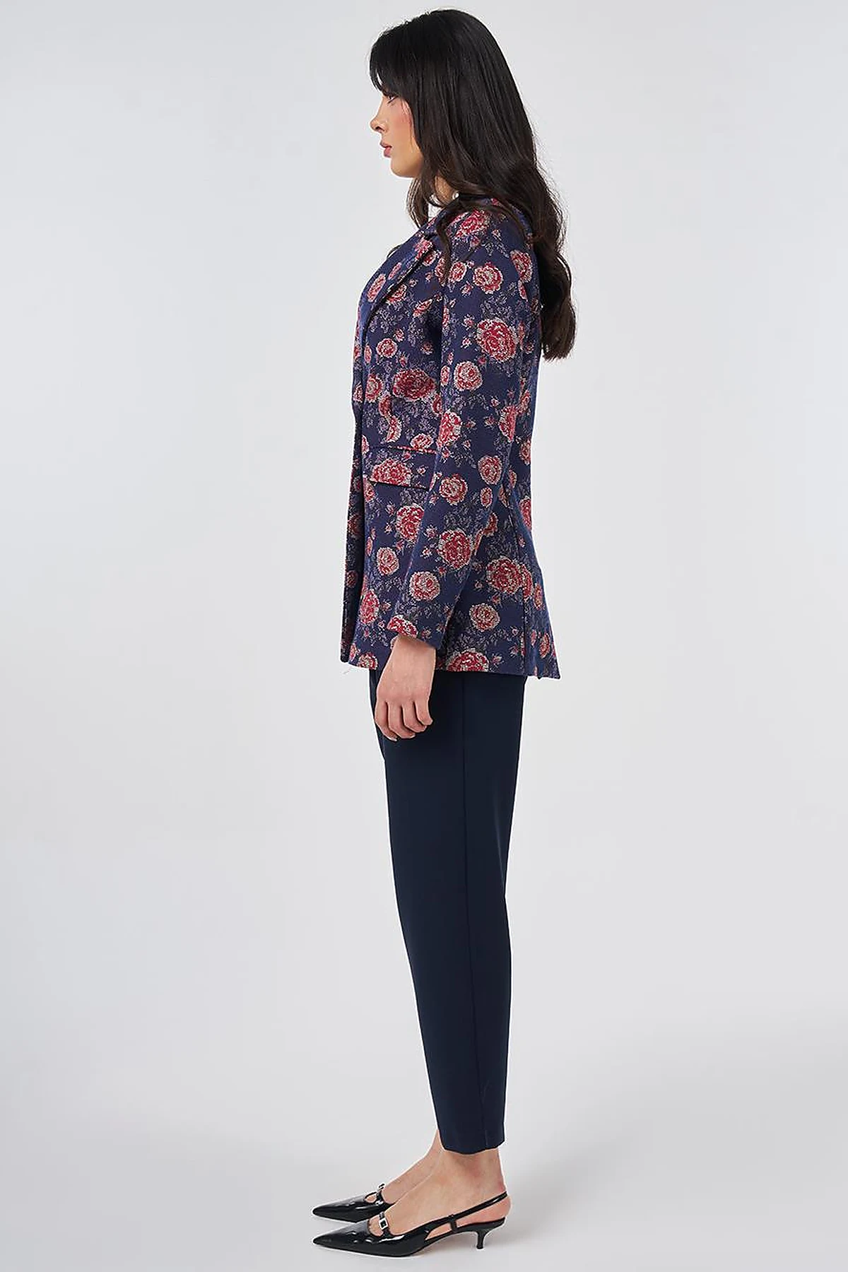 Floral Blazer Jacket Navy
