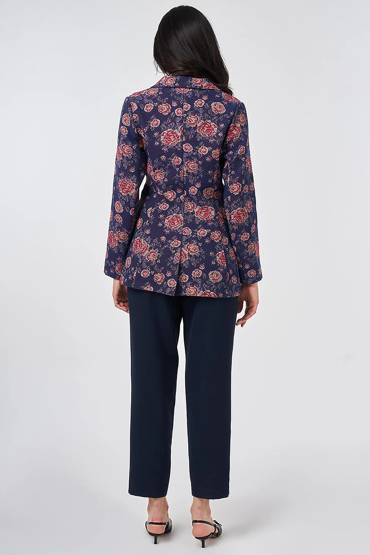 Floral Blazer Jacket Navy