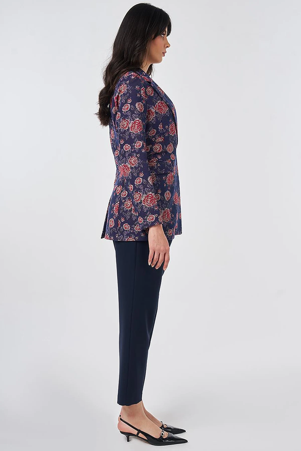 Floral Blazer Jacket Navy
