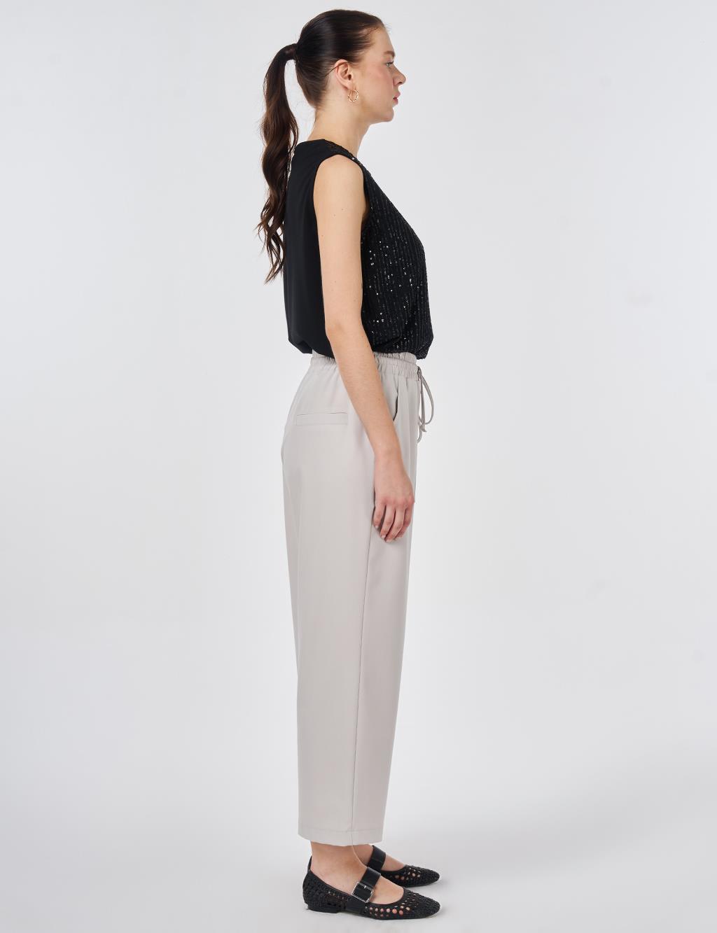 Relaxed Fit Viscose Trousers Gray